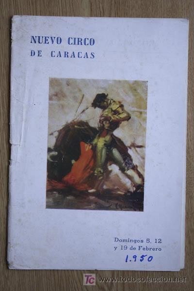 Carteles toros: Programa de Toros de Mano de Caracas. Venezuela. 1950. - Foto 1