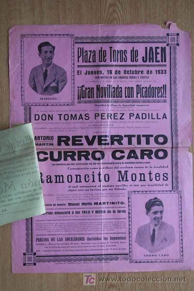 Carteles toros: Cartel de toros de Ja&eacute;n. 1933. - Foto 1