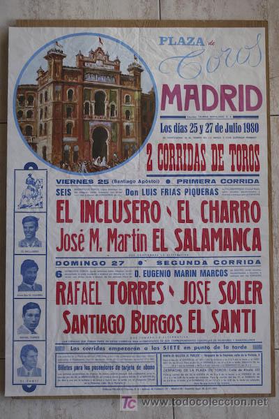 Carteles toros: Cartel de toros de Madrid. 1980. - Foto 1