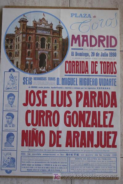 Carteles toros: Cartel de toros de Madrid. 1980. - Foto 1