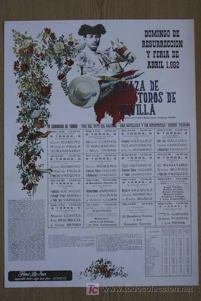 Affissi Tauromachia: Cartel de toros de Sevilla. 1982.