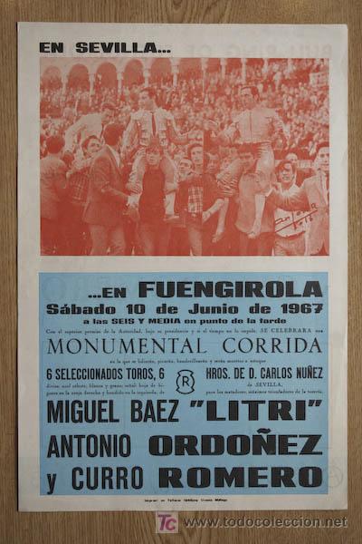 Cartazes Touros: Cartel de toros de Fuengirola. 1967.