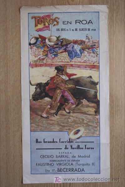 Carteles toros: Cartel de toros de Roa. 1930. - Foto 1