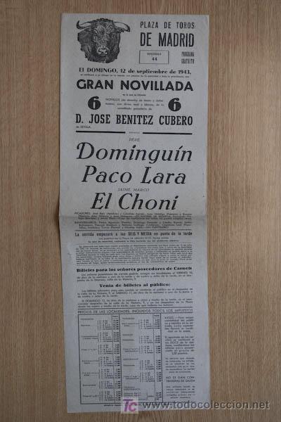 Carteles toros: Cartel de toros de Madrid. 1943. - Foto 1