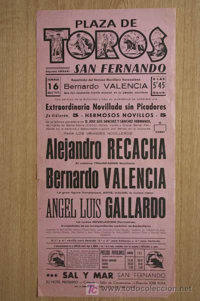 Affissi Tauromachia: Cartel de toros de San Fernando.