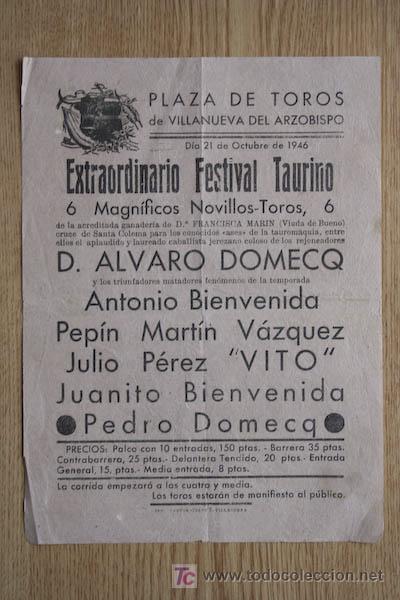 Carteles toros: Programa de toros de Villanueva del Arzobispo. - Foto 1
