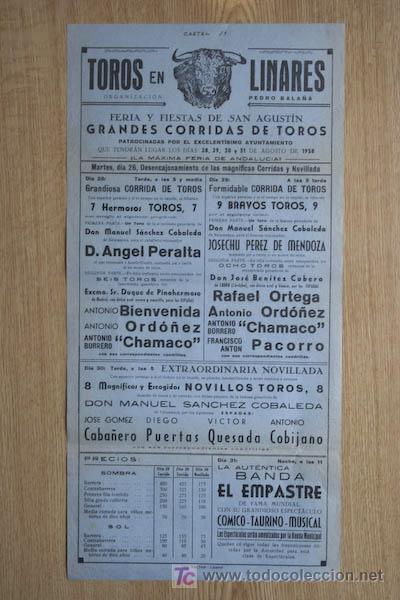 Carteles toros: Cartel de toros de Linares. - Foto 1