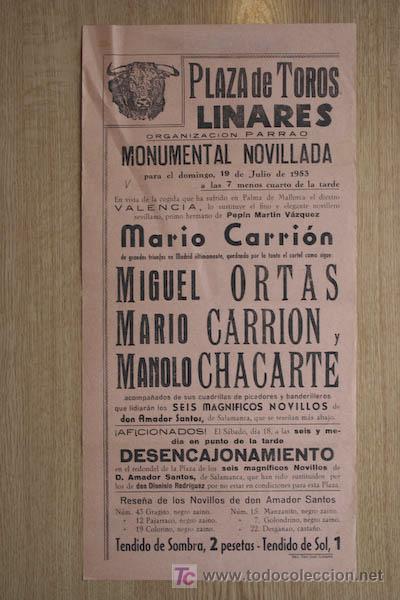 Carteles toros: Cartel de toros de Linares. - Foto 1