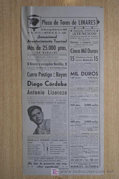 Carteles toros: Cartel de toros de Linares. - Foto 1