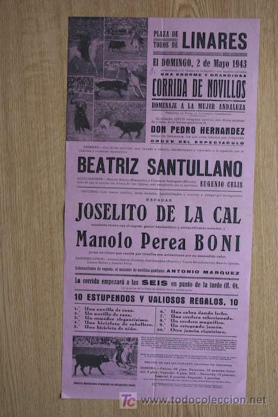 Carteles toros: Cartel de toros de Linares. - Foto 1