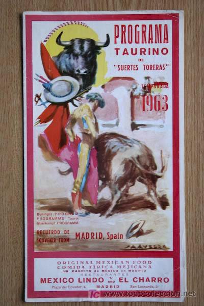 Affissi Tauromachia: Programa de toros de 1963.