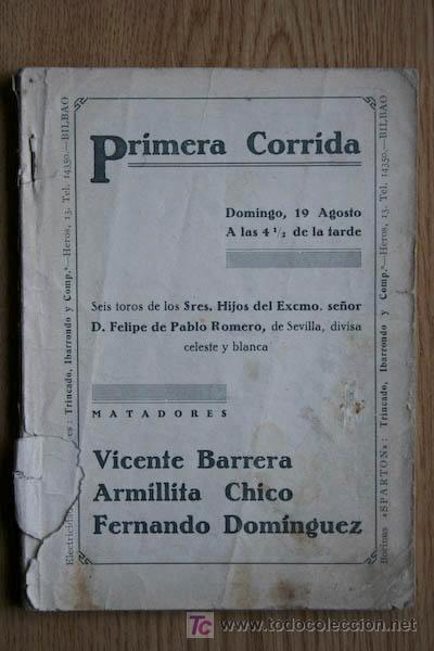 Carteles toros: Programa de toros de Bilbao. - Foto 1