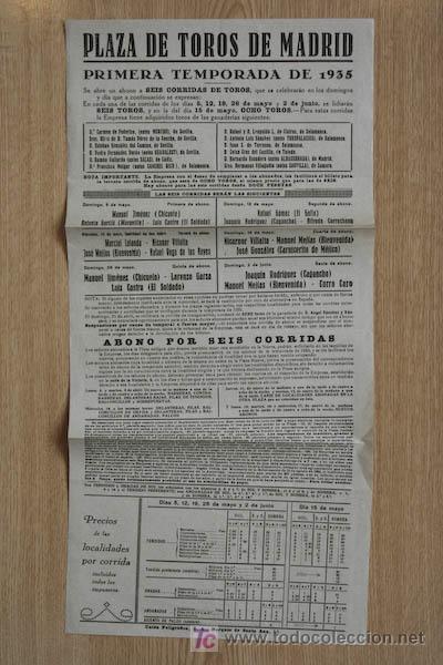 Carteles toros: Cartel de toros de Madrid. 1935. - Foto 1