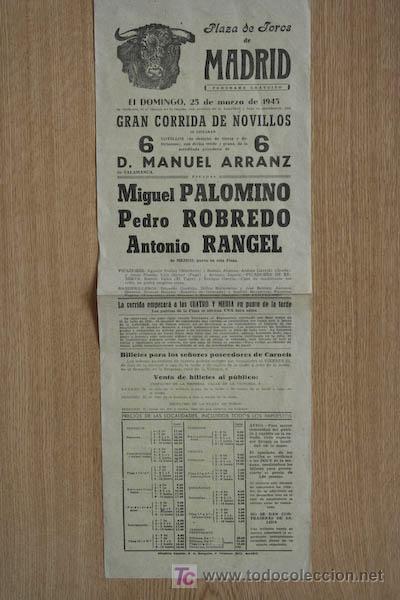 Affissi Tauromachia: Cartel de toros de Madrid. 1945.