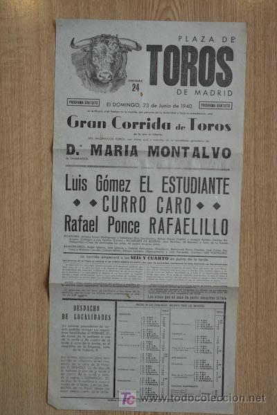 Carteles toros: Cartel de toros de Madrid. 1940. - Foto 1