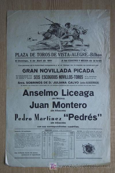 Carteles Toros: Cartel de toros de Vista-Alegre. Bilbao.