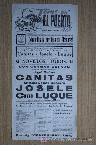 Affissi Tauromachia: Cartel de toros de El Puerto.