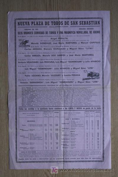Affissi Tauromachia: Cartel de toros de San Sebasti&aacute;n.