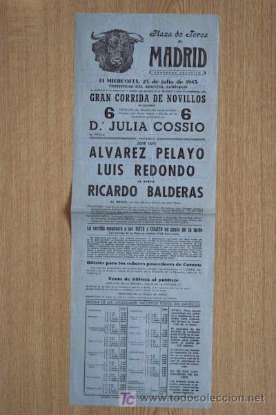 Carteles Toros: Cartel de toros de Madrid. 1945.