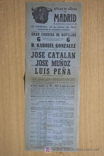 Carteles Toros: Cartel de toros de Madrid. 1947.