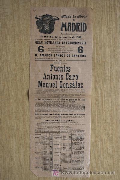 Carteles toros: Cartel de toros de Madrid. 1946. - Foto 1
