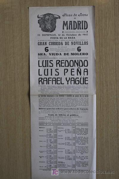 Affissi Tauromachia: Cartel de toros de Madrid. 1947.
