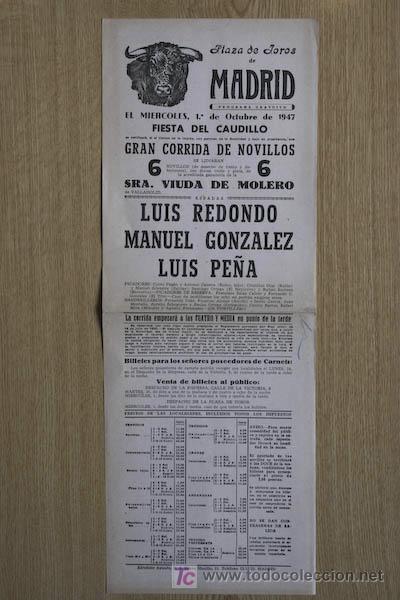 Affissi Tauromachia: Cartel de toros de Madrid. 1947.