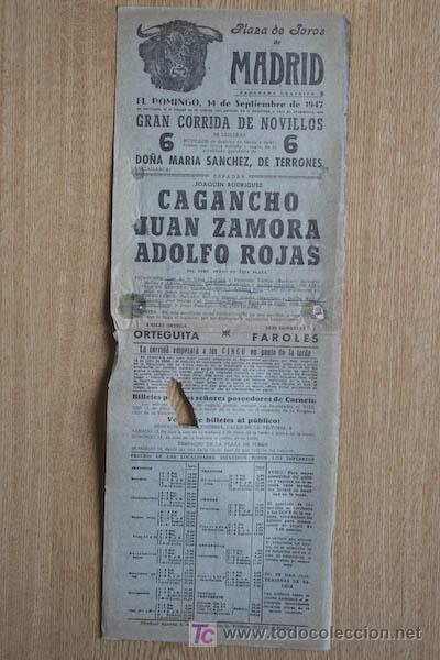Affissi Tauromachia: Cartel de toros de Madrid. 1947.