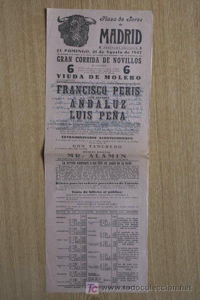 Affissi Tauromachia: Cartel de toros de Madrid. 1947.
