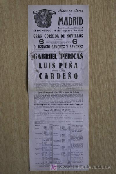 Plakate Stiere: Cartel de toros de Madrid. 1947.