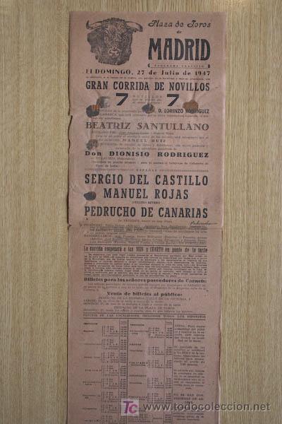 Carteles toros: Cartel de toros de Madrid. 1947. - Foto 1