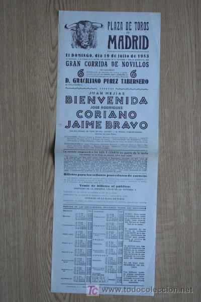 Plakate Stiere: Cartel de toros de Madrid. 1953.