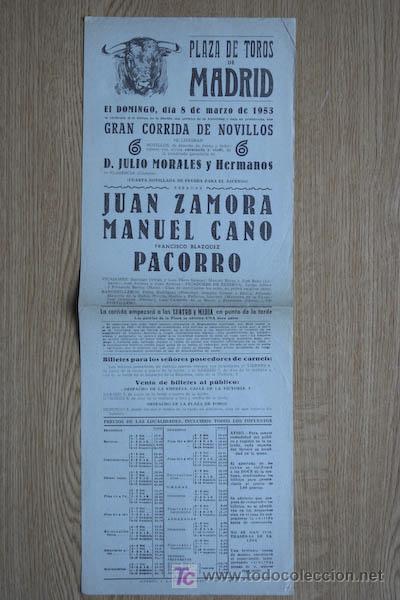Plakate Stiere: Cartel de toros de Madrid. 1953.