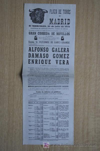 Plakate Stiere: Cartel de toros de Madrid. 1951.