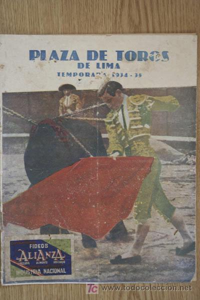 Carteles toros: Programa de toros de Lima. Per&uacute;. 1934. - Foto 1