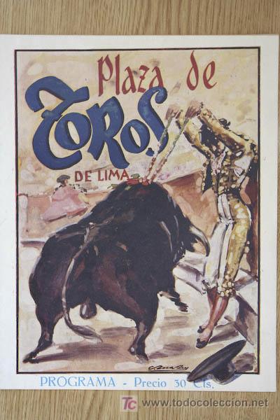 Carteles toros: Programa de toros de Lima. Per&uacute;. 1946. - Foto 1