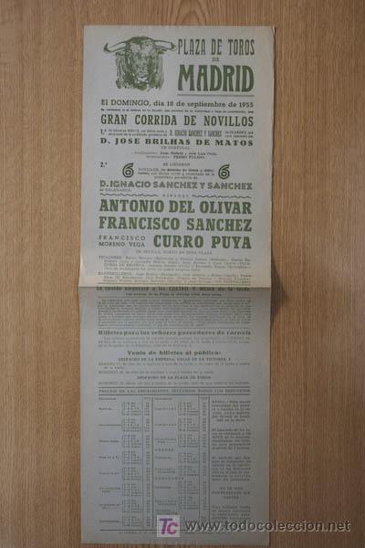 Plakate Stiere: Cartel de toros de Madrid. 1955.