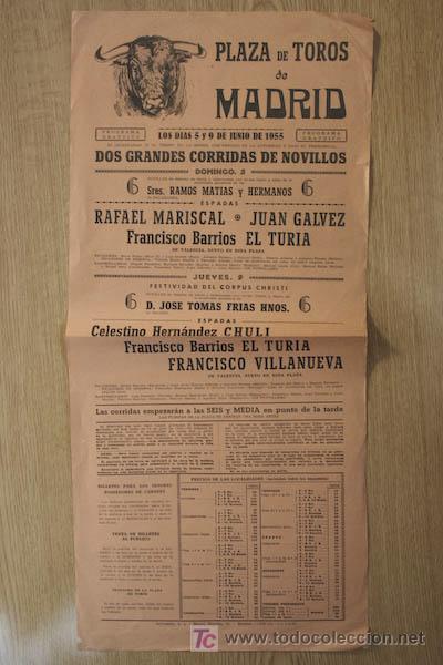 Plakate Stiere: Cartel de toros de Madrid. 1955.