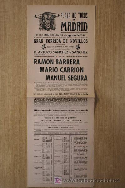 Plakate Stiere: Cartel de toros de Madrid. 1954.