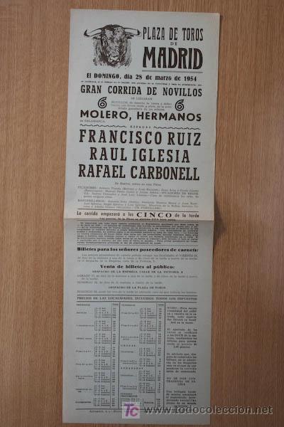 Plakate Stiere: Cartel de toros de Madrid. 1954.