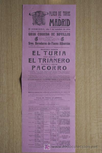 Plakate Stiere: Cartel de toros de Madrid. 1956.