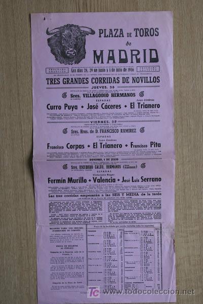 Plakate Stiere: Cartel de toros de Madrid. 1956.