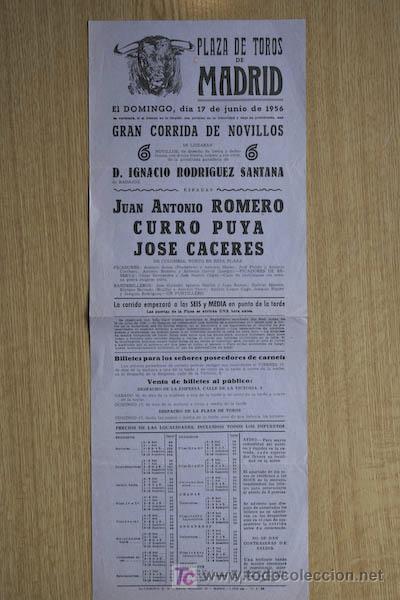 Plakate Stiere: Cartel de toros de Madrid. 1956.