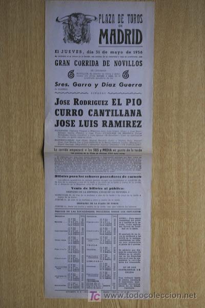 Plakate Stiere: Cartel de toros de Madrid. 1956.