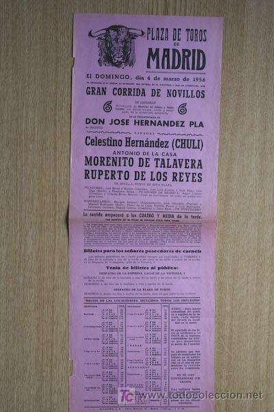 Plakate Stiere: Cartel de toros de Madrid. 1956.