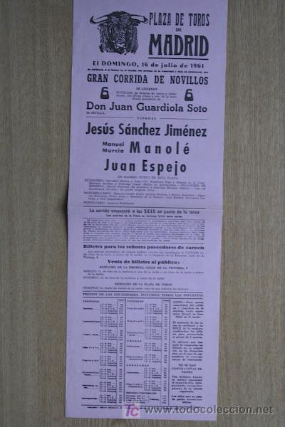Plakate Stiere: Cartel de toros de Madrid. 1961.