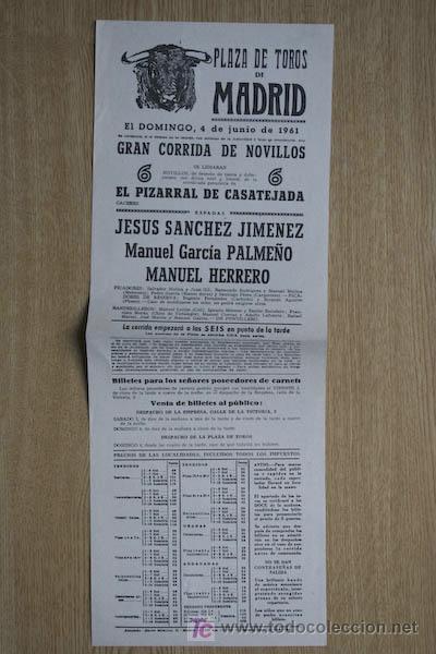 Plakate Stiere: Cartel de toros de Madrid. 1961.