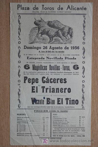 Cartazes Touros: Cartel de toros de Alicante. 1956.