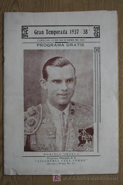 Carteles toros: Programa de toros de Caracas. Venezuela. - Foto 1