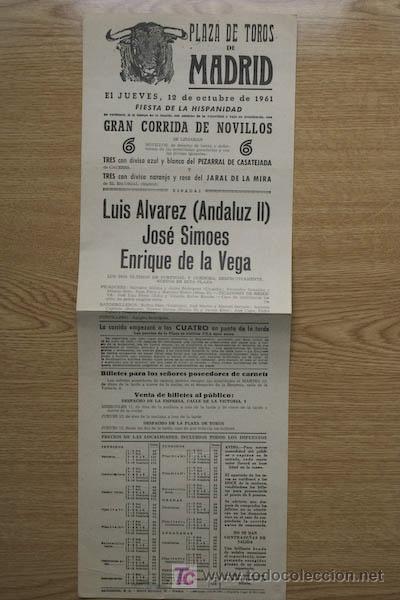 Carteles Toros: Cartel de toros de Madrid. 1961.